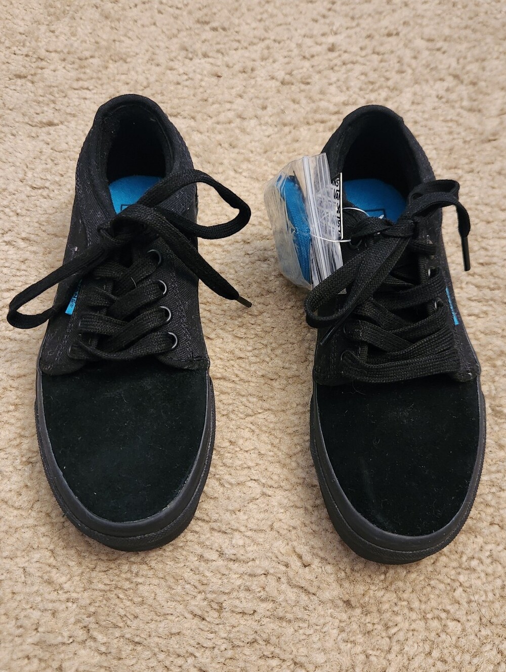 Vans Black Blue NWT Canvas Shoe Sneaker Womens Size 5.5 Youth Size 4